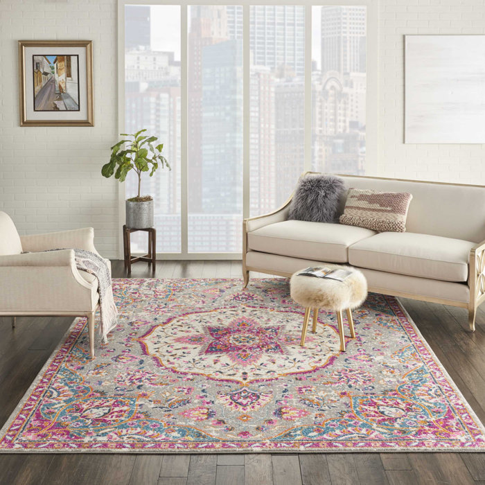 Langley Street Eilidh Power Loom Grey/Pink Area Rug & Reviews Wayfair